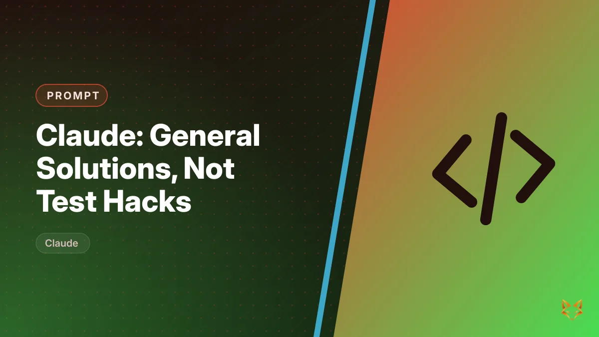 Claude: General Solutions, Not Test Hacks — illustration