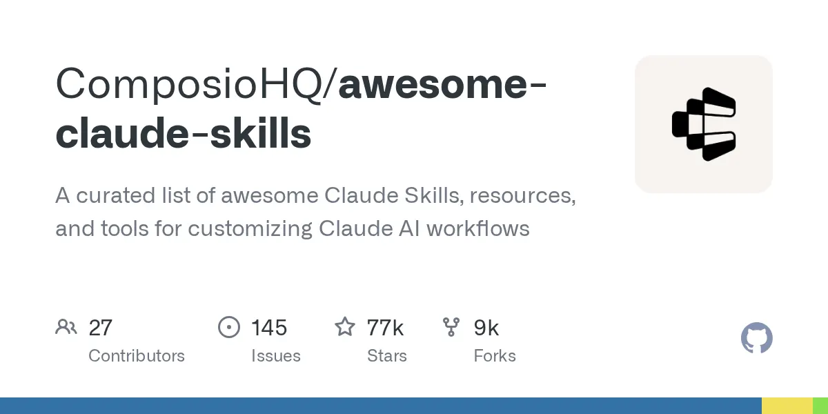 ComposioHQ/awesome-claude-skills preview image