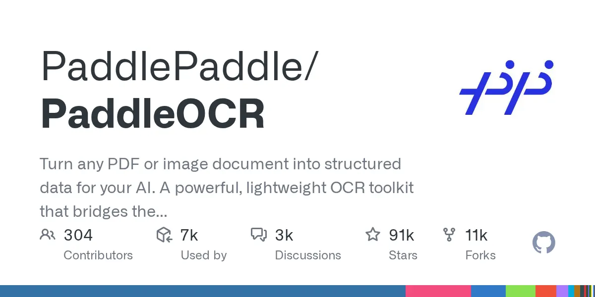 PaddlePaddle/PaddleOCR preview image